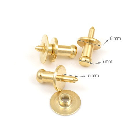 10 Pcs. Ornament Rivet 8 mm Base, 5 mm Head, Color Shiny Gold, SKU C11691-ORL