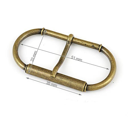 2 Pcs. Belt Buckle 35 mm, Color Old Bronze, SKU FZ25-L/35A-BRL