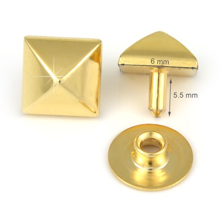 10 Pcs. Metal Rivets, Size 6 mm, Color Shiny Gold, SKU C9334/M-ORL