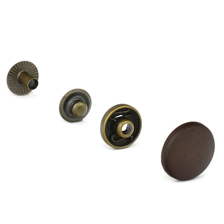 10 Pcs. Metal Snaps 15 mm, Dark Brown