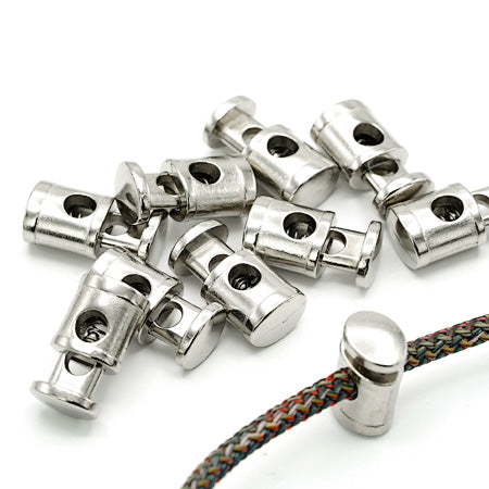 10 Pcs. Metal Cord Stoppers Ø4.5 mm, Shiny Nickel, CAM52-NKL