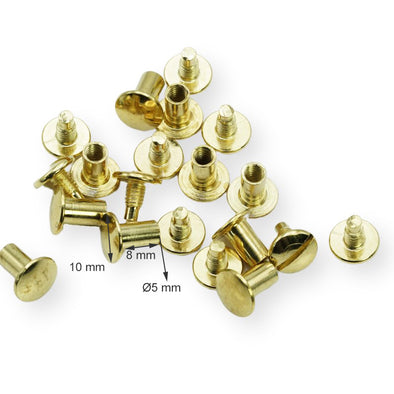 10 Pcs. Chicago Screws for Belts, 10 mm, H 8 mm, Color Brass, SKU 70265-OTL