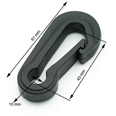 2 Pcs. Large Plastic Hook, Color Black, SKU GANF-NERO