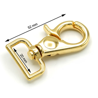 2 Pcs. Zamak Spring Hook Size 20 mm, Color Shiny Gold, SKU MZ52/20-ORL