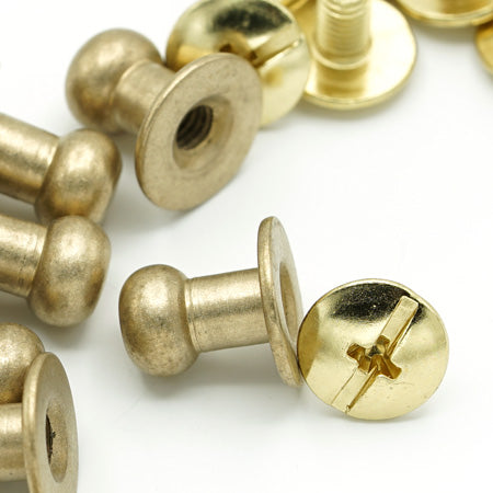 10 Pcs. Button Screws, Base 9 mm, Head 6 mm, Color Brass, SKU POM9X6-OT