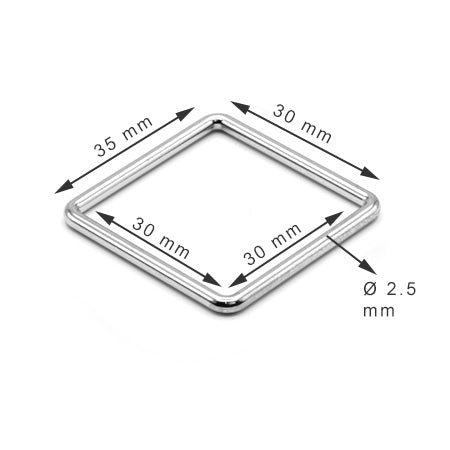 5 Pcs. Square Ring 30 mm, Color Shiny Nickel, SKU QDZ30-NKL