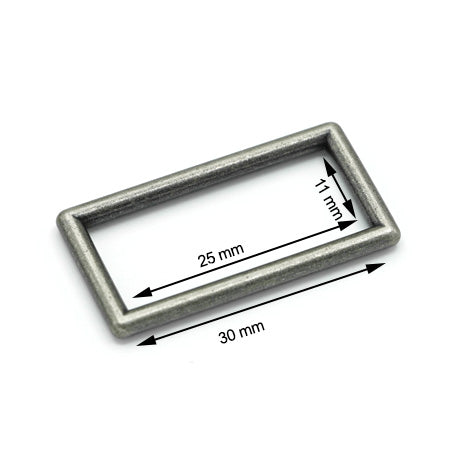 5 Pcs. Rectangle Ring 25 mm, Old Nickel, SKU RT267/25-NANF