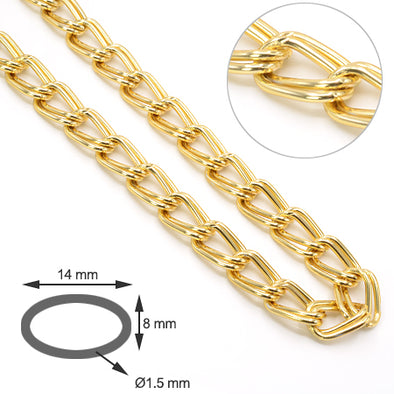 1 Meter Metal Chain Dublu, Shiny Gold, SKU 150PL/ALL-ORL