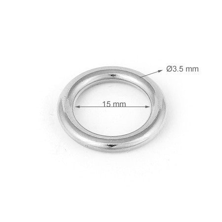 10 Pcs. Round Ring for Leatherwork, Color Shiny Nickel, SKU AZ150-NKL