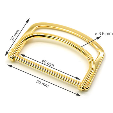 2 Pcs. D Buckle Without Tongue, for Belt, 40 mm, Shiny Gold, SKU 428AB/40-ORL