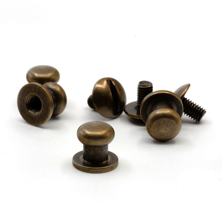 10 Pcs. Screw Buttons 6.5 mm, H 7 mm, Color Old Brass, SKU 63526-OANZ