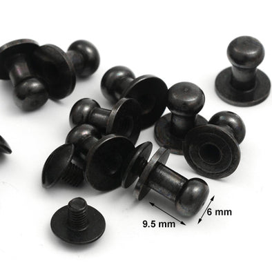 10 Pcs. Screw Button 6 mm, H 9.5 mm, Color Black Copper, SKU 63547-ZN