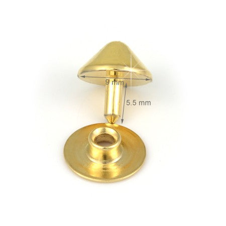 10 Pcs. Metal Rivets, Diameter 9 mm, Color Shiny Gold, SKU BRZ23-ORL