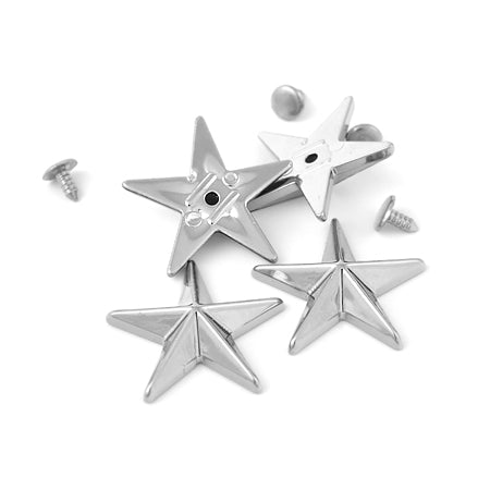 10 Pcs. Star Ornament Nylon Rivets 23 mm, Color Nikel with Transparent Protection, SKU B08230-NKLP
