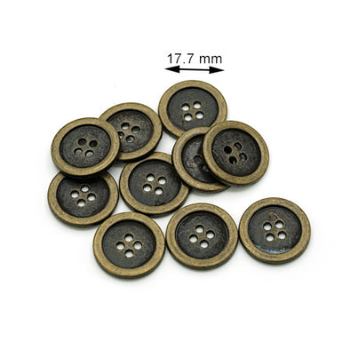 10 Pcs. Metal Button for Sewing, 17.7 mm, Color Old Brass, SKU C413/28-OANZ