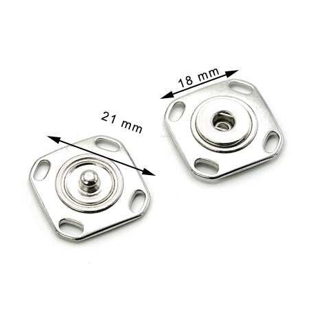 10 Pcs. Sew-in Metal Snaps 15 mm, Shiny Nickel, SKU C446GM/15 – ACCESORII  DESIGN