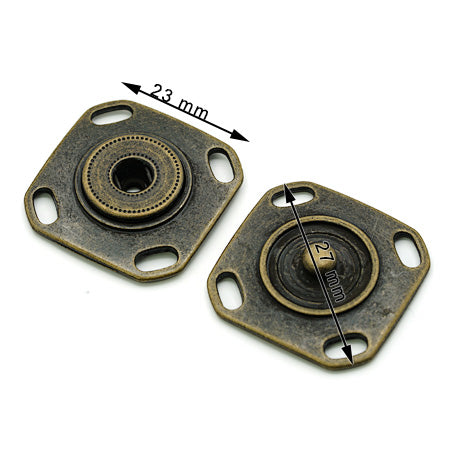 10 Pcs. Sew-in Metal Snaps 23 mm, Old Brass, SKU C605/27-OANZ