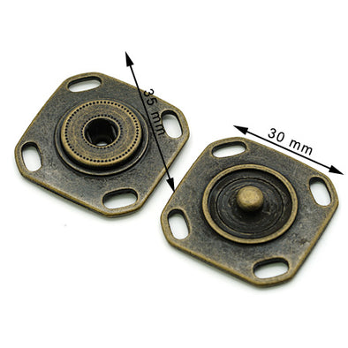 10 Pcs. Sew-in Metal Snaps 30 mm, Old Brass, SKU C605/35-OANZ