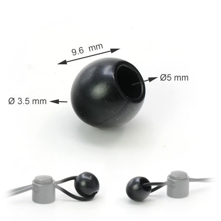 10 Pcs. Metal Cord Stoppers Ball Ø3mm, Black Copper, CAM14-RNFZ