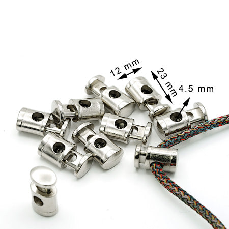 10 Pcs. Metal Cord Stoppers Ø4.5 mm, Shiny Nickel, CAM52-NKL