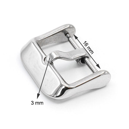 Stainless Steel Buckle for Watch Straps, 16 mm, 3 mm Needle