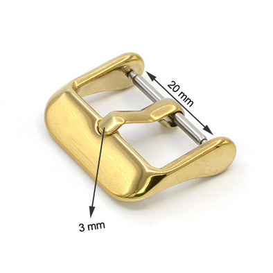 Stainless Steel Buckle for Watch Straps, 3 mm Needle, 20 mm, Gold Pvd