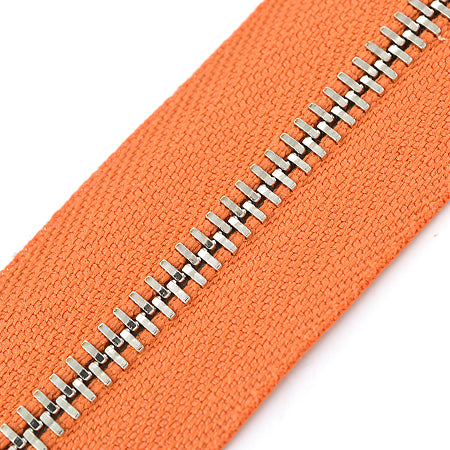 10 cm. Fermoar Metalic Tip 3 Super Culoare Argintiu  Textil Oranj
