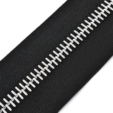 10 cm. Fermoar Metalic Tip 5 Super Culoare Argintiu  Textil Negru