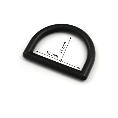 10 Pcs. D Ring, Size 15 mm, Color Black Copper