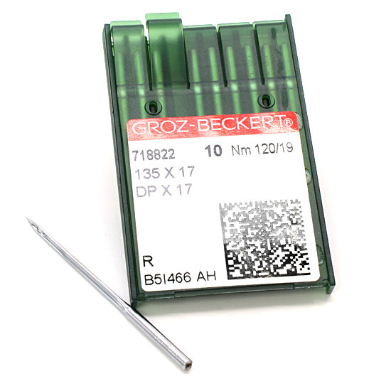Set 10 Pcs. Needles for Industrial Sewing Machine, DPX17 R 120, Groz Beckert