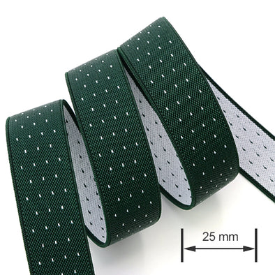 1 Meter Premium Elastic Band 25 mm, Dark Green / White