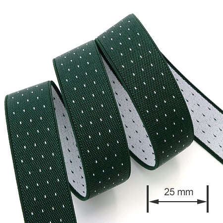 1 Meter Premium Elastic Band 25 mm, Dark Green / White