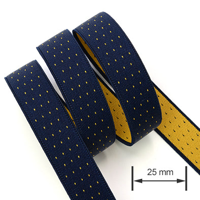 1 Meter Premium Elastic Band 25 mm, Dark Blue / Yellow