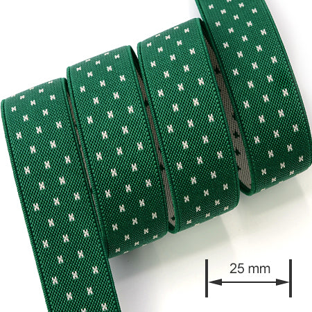 1 Meter Premium Elastic Band 25 mm, Green / White