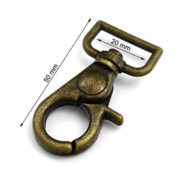 2 Pcs. Spring Hook 20 mm Color Old Brass