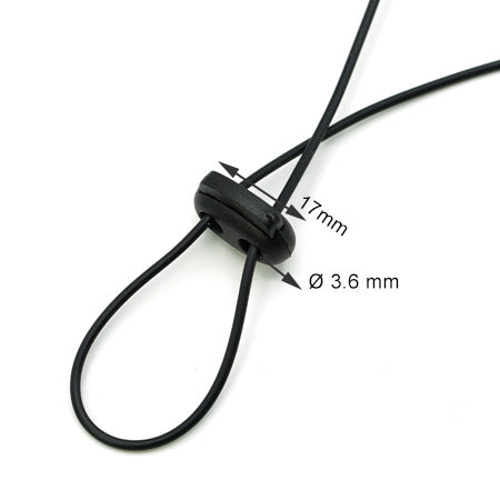 10 Pcs. Plastic Cord Stop, Color Black, Cord Size 3.6 mm, SKU OMEGA-NERO