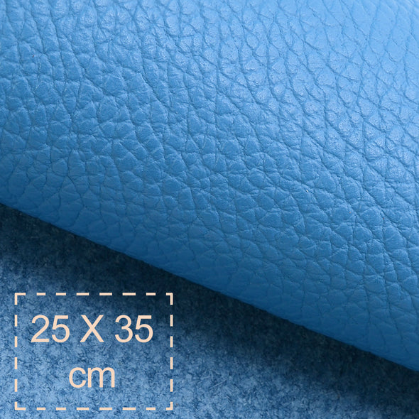 25x35 cm Leather Panel, Light Blue Pebbled, Soft, 1.5 mm