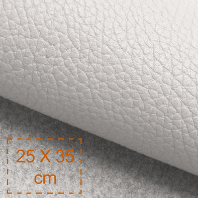 25x35 cm Leather Panel, White Pebbled, Soft, 1.5 mm