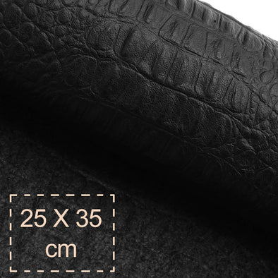 25x35 cm Leather Panel, Crocco Print Black, Soft, 0.9 mm