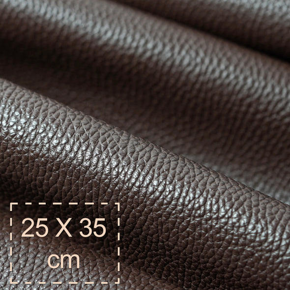 25x35 cm Leather Panel, Dark Brown Pebbled, Soft, 1.5 mm
