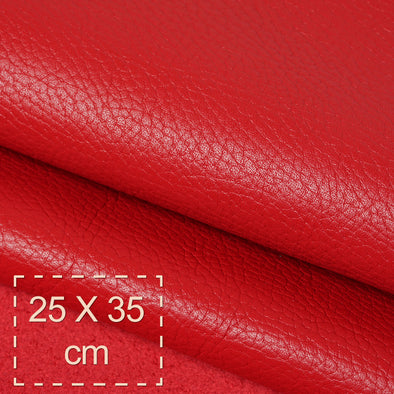 25x35 cm Leather Panel, Red Pebbled, Soft, 1.5 mm