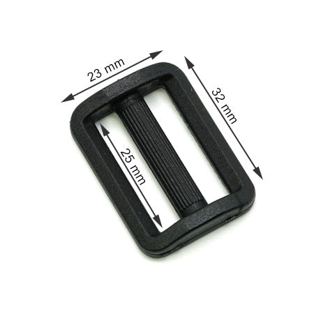 10 Pcs. Plastic Slide Buckle, Color Black, Size 25 mm, SKU PS25-NERO