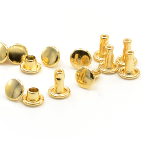 10 Pcs. Rivets 7 mm, Double, Color Shiny Gold, SKU T33GC33-ORL