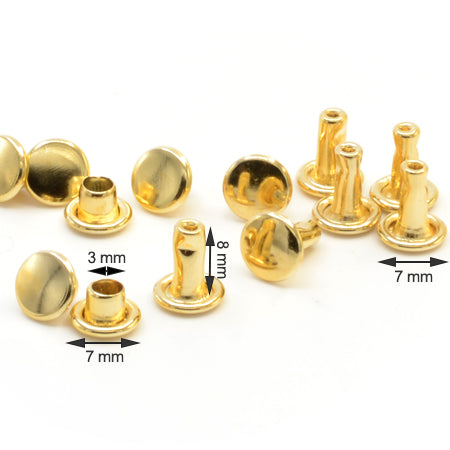 10 Pcs. Rivets 7 mm, Double, Color Shiny Gold, SKU T33GC33-ORL