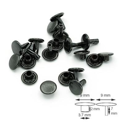 10 Pcs. Rivets for Leatherwork, 9 mm, H 3-7 mm, Color Black Copper, SKU T34-RNFZ