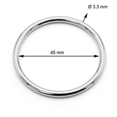 2 Pcs. Round Ring for Leatherwork, Size 45 mm, Color Shiny Nickel, SKU ZA45-NKL