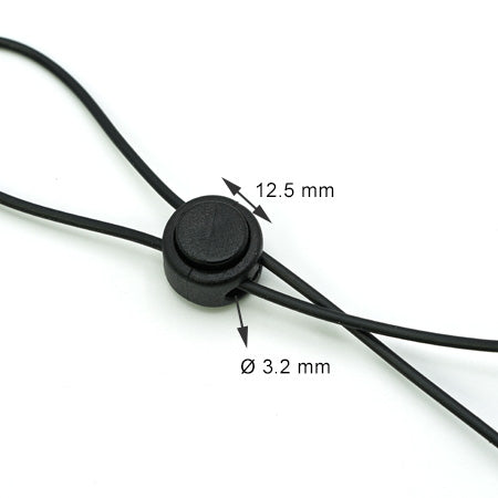 10 Pcs. Plastic Cord Stop, Color Black, Cord Size 3.2 mm, SKU ZETA-NERO